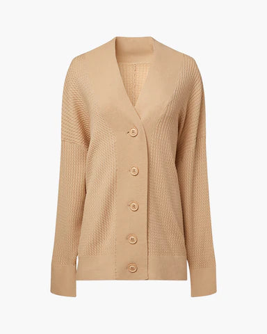 Oversized Cardigan by WeWoreWhat | oversized cardigan is made from cozy cable knit with drop shoulders and ribbed trimming. Relaxed fit Button-down | Coretrade located in Boca Raton