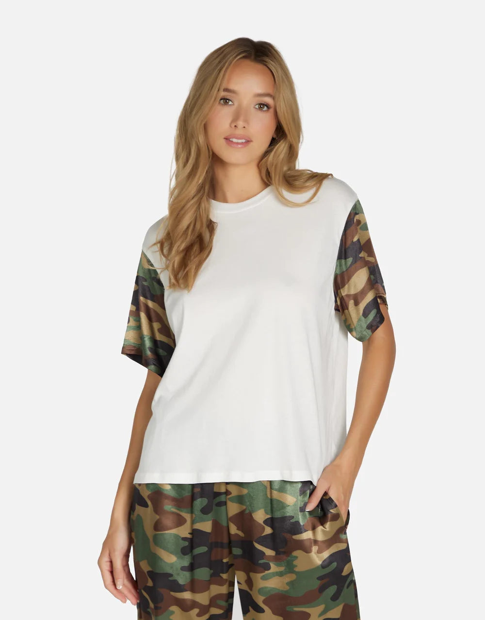 Piscary Milk Camo Tee by Michael Lauren | Made in LA 100% Premium Cotton Machine Wash Cold, Lay Flat to Dry ML Signature Soft Jersey Knit Fabric | Coretrade located in Boca Raton