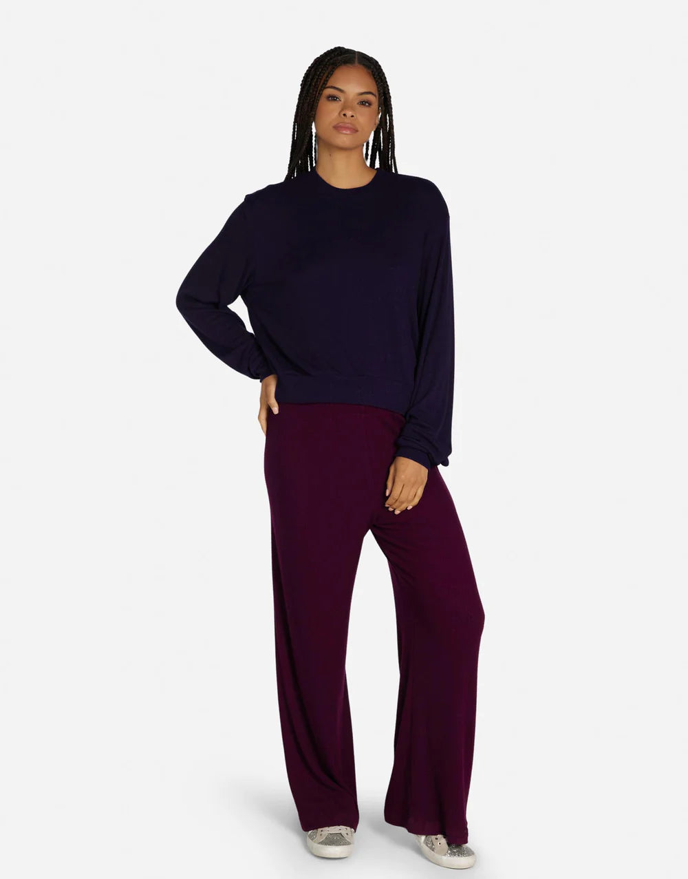 Hamish Crop Pullover by Michael Lauren | ML Signature Soft Sweater Knit Fabric Oversized/ Boyfriend Silhouette | Coretrade located in Boca Raton