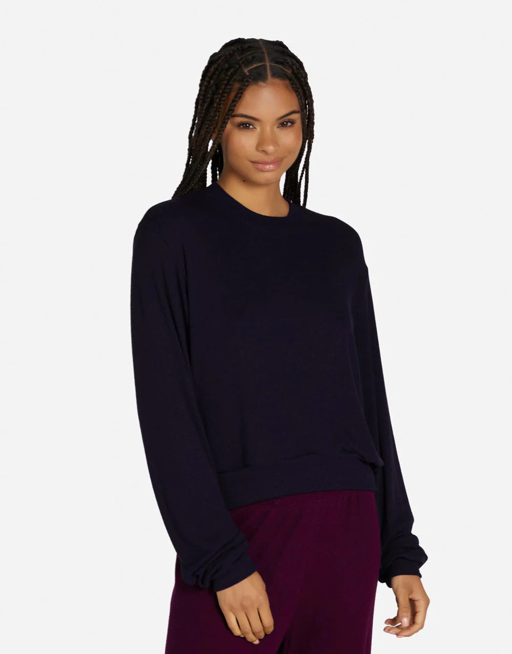 Hamish Crop Pullover by Michael Lauren | ML Signature Soft Sweater Knit Fabric Oversized/ Boyfriend Silhouette | Coretrade located in Boca Raton, FL